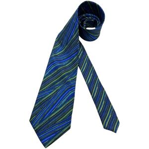 MISSONI Blue/Green Striped Art Silk LUXURY Tie ITALY